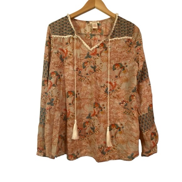 Sundance Womens Boho Lagenlook Tassel Blouse - Picture 3 of 7